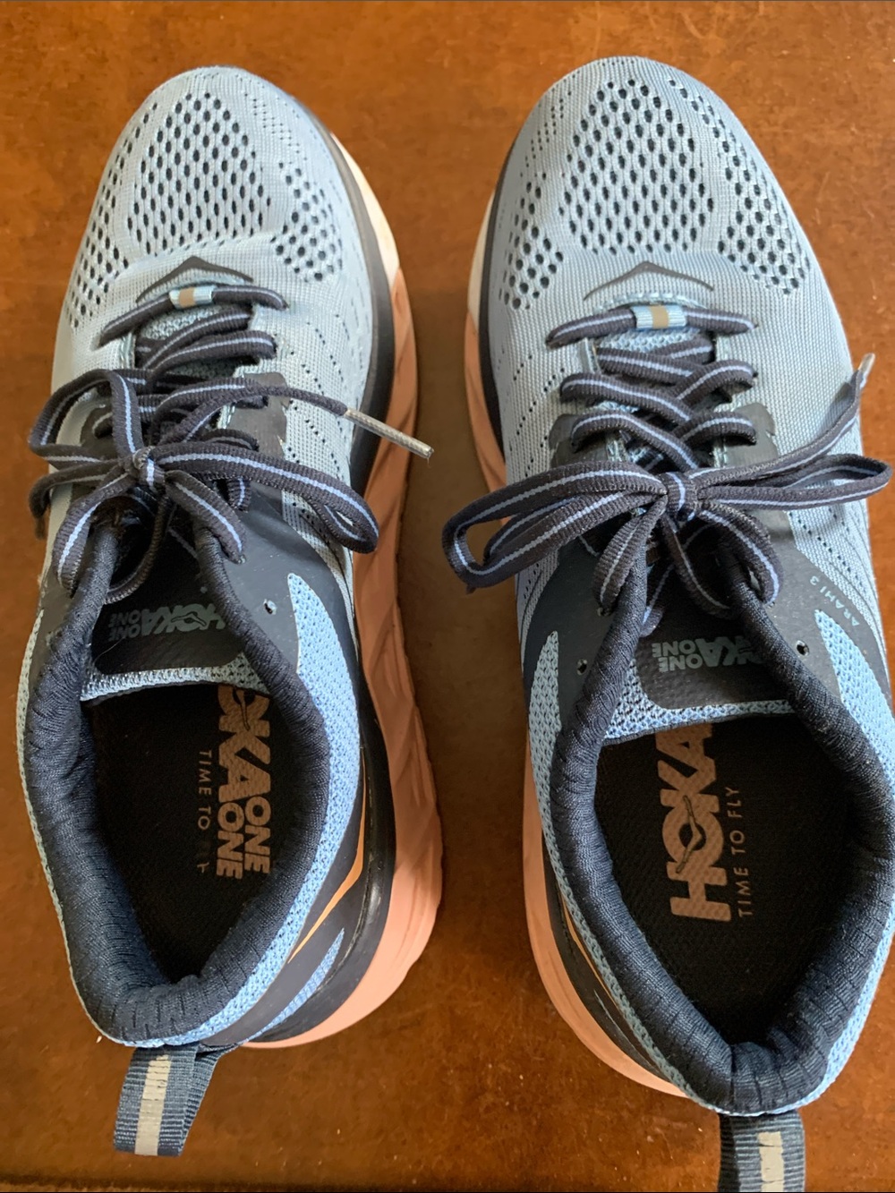 Hoka One One Woman Running Shoes - Light Blue and Peach Accent